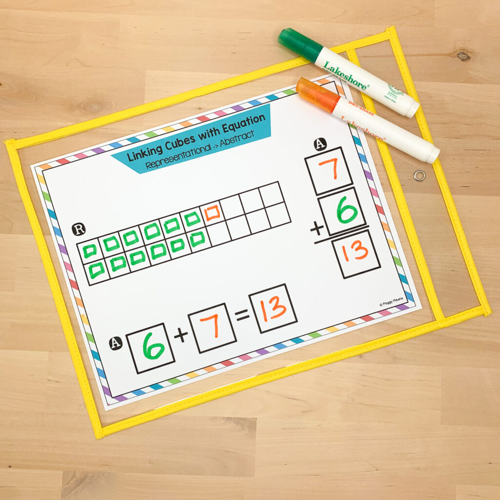 Help your students increase their math fact fluency by using the CRA instructional model. This math mat makes the transition to the Abstract phase easy for students to visualize.